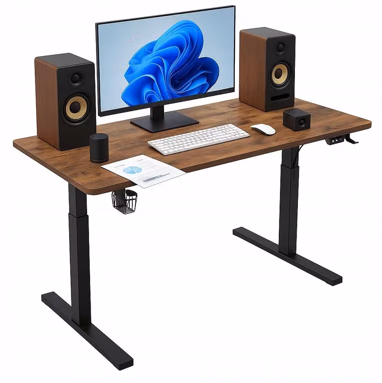 Scrivania - Tavolo 140x60x72 cm - Scrivania da ufficio nera - Tavolo alto - Tavolo da lavoro - con regolazione in altezza