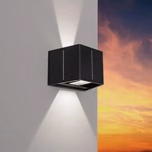 Set di 6 Applique LED Solari Quad Up/Down Nero 3,3W 4000K per Giardino