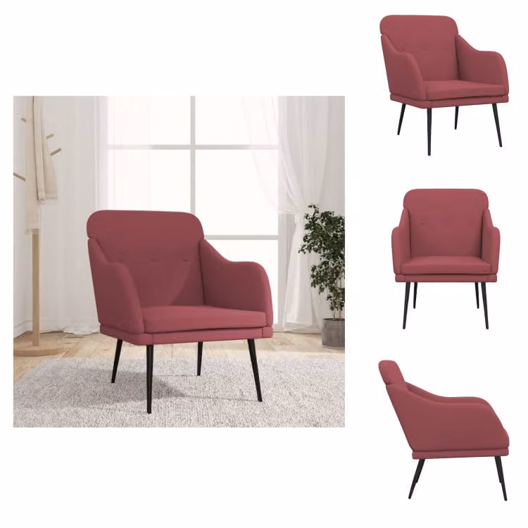 vidaXL Poltrona rosso vino 63x76x80 cm tessuto - Poltrona