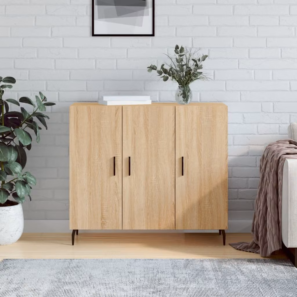 Credenza moderna vidaXL in legno multistrato color rovere Sonoma, L 90 cm x P 34 cm x H 80 cm