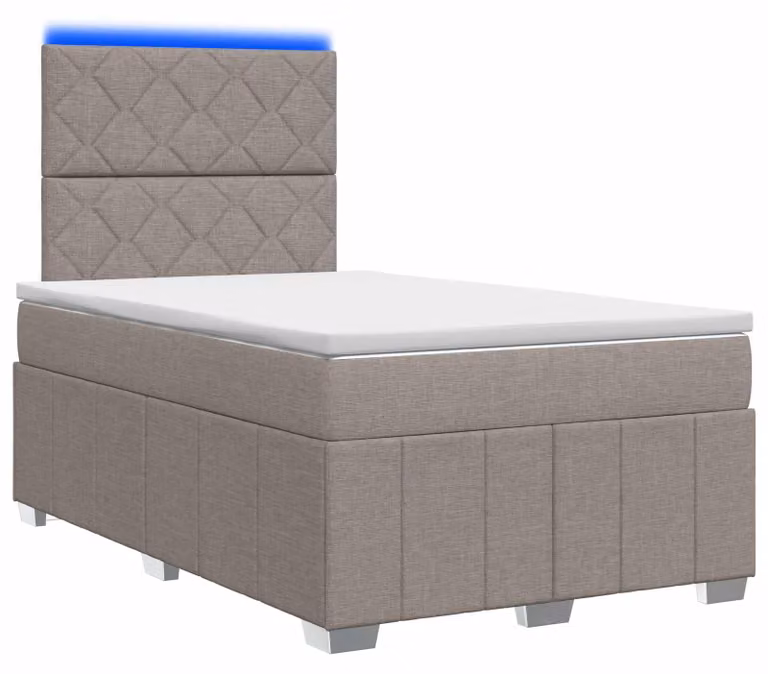 Letto boxspring LED con materasso Taupe 120 x 190 cm Tessuto