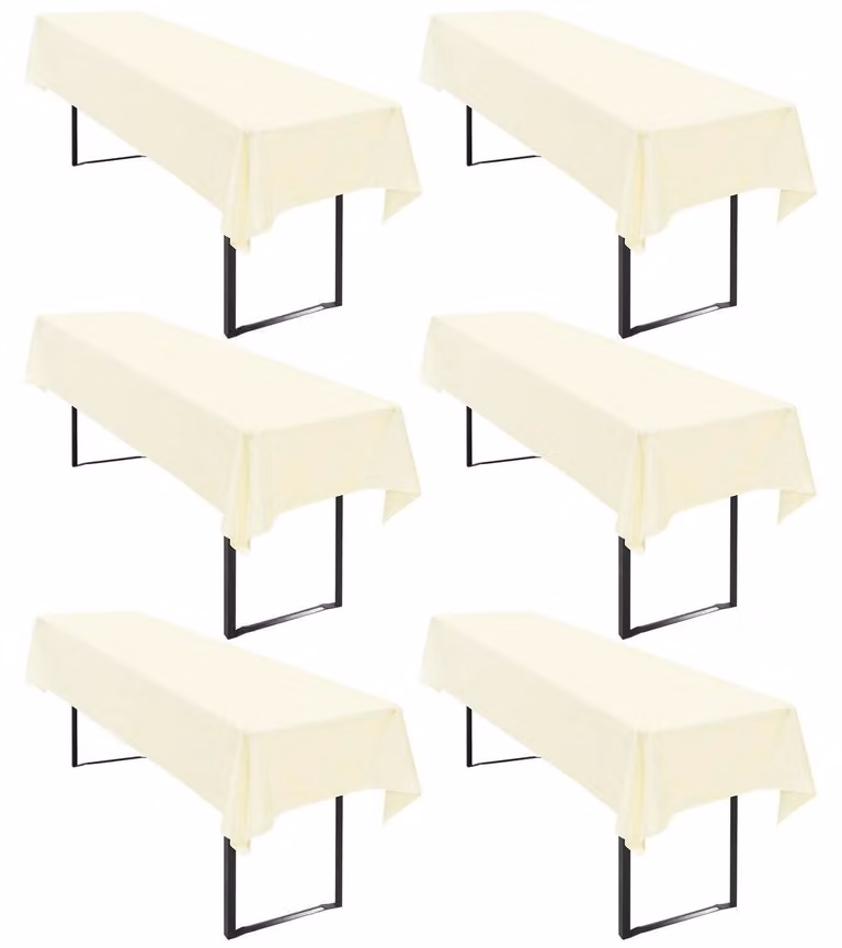Tovaglia per birreria, set da 6 pezzi, 110 x 260 cm, color beige, in poliestere