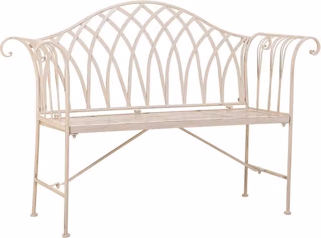 Sgabello WANDERLUST DECO in acciaio verniciato bianco con braccioli L: 110 cm, P: 50 cm, H: 88 cm