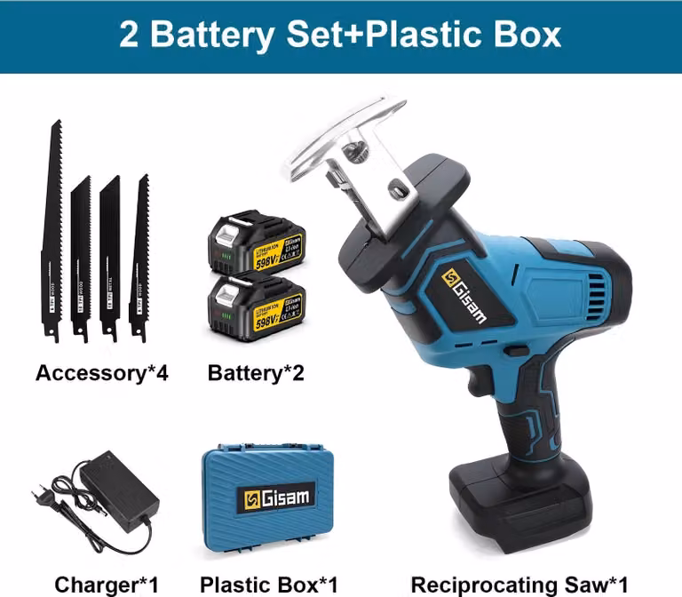 Seghetto alternativo a batteria - 18 V - Motore brushless - 12.000 colpi/min - 2 batterie incluse - Verde chiaro