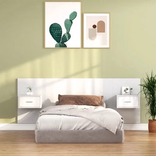 Testiera per letto con comodini integrati vidaXL in legno bianco L: 120 cm, P: 32,5 cm, H: 80 cm