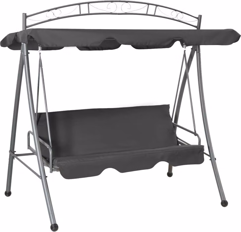 The Living Store Altalena da giardino con funzione letto e tetto 198×120×205 cm in acciaio
