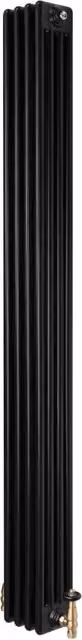 Radiatore Tradizionale 4 Colonne Verticale Riscaldamento Nero & Valvole 1800x200 mm