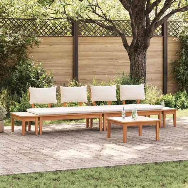 Set Divano da Giardino 5 pz Marrone e Crema 3356872