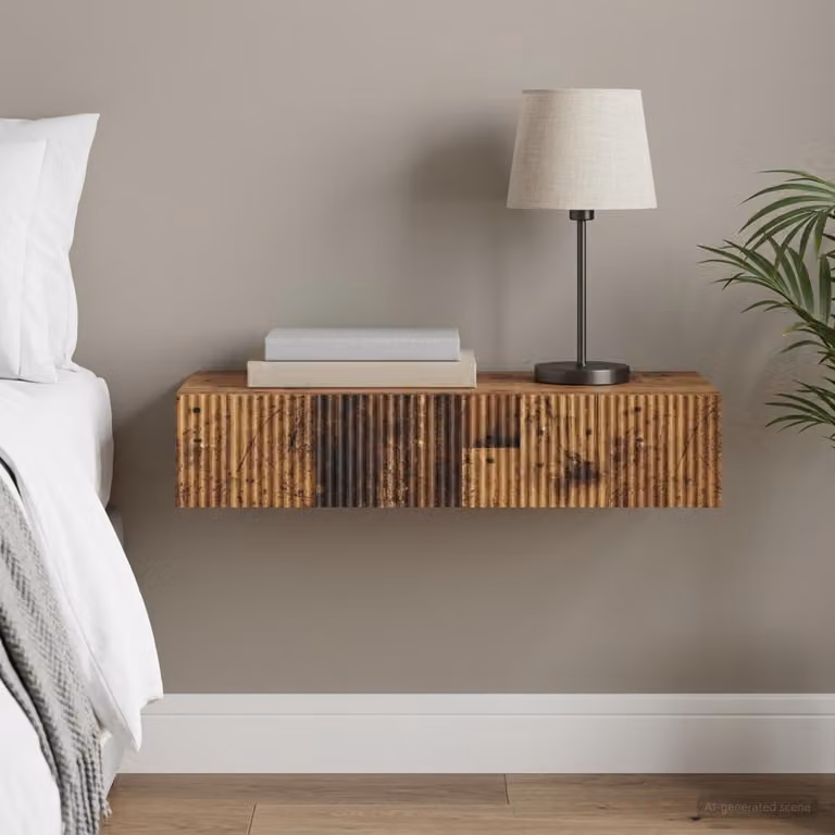 vidaXL Tavolino da Parete Laterale Moderno in Legno Antico Marrone L: 87,5 cm, P: 34,5 cm, H: 17 cm