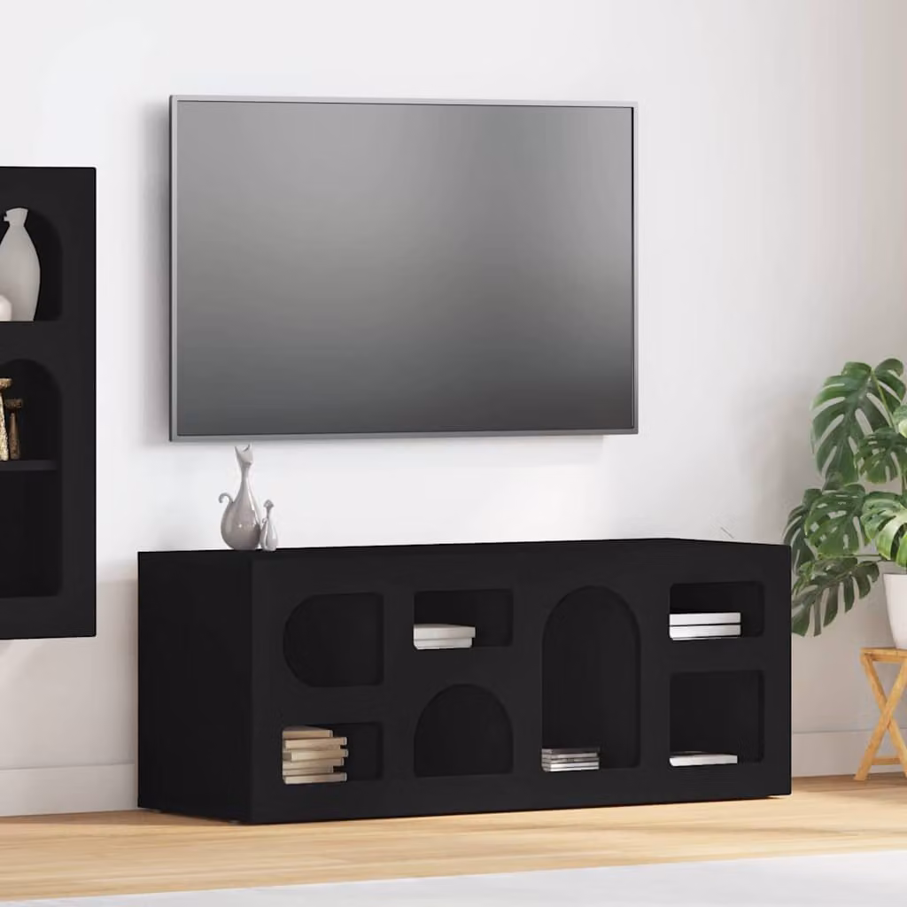 Mobile TV vidaXL moderno in MDF nero L/P/H: 100 x 35 x 40 cm