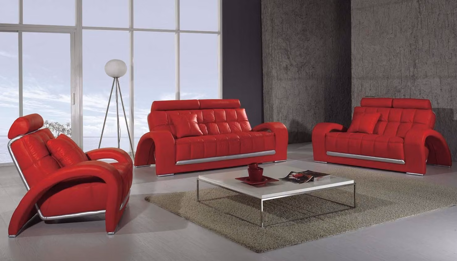 Designer Sofagarnitur 3+1+1 Sitzer Sofa Couch Leder Garnitur Polster Set Modern