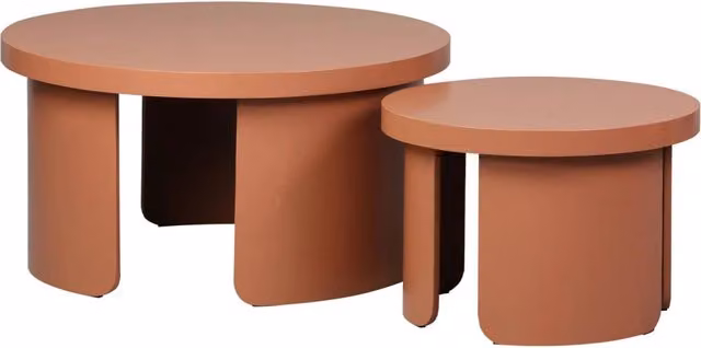 Set di 2 tavolini rotondi impilabili Sweeek colore terracotta arancione – 1