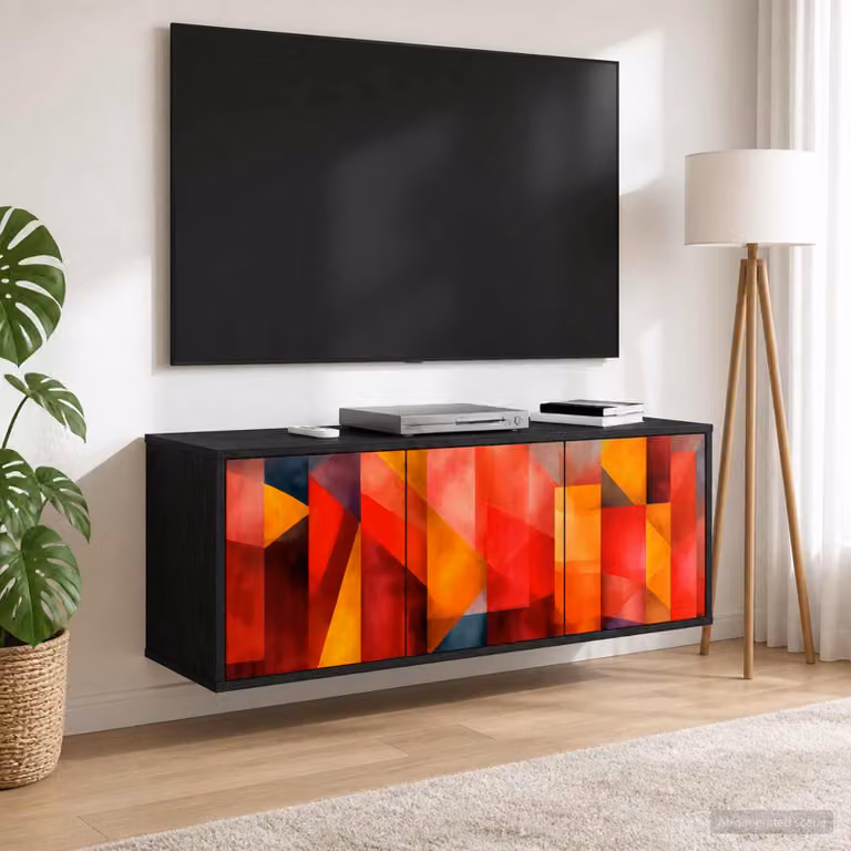 Mobile TV da parete vidaXL HEESCH in legno Rovere Nero L: 102 cm, P: 33 cm, H: 40 cm
