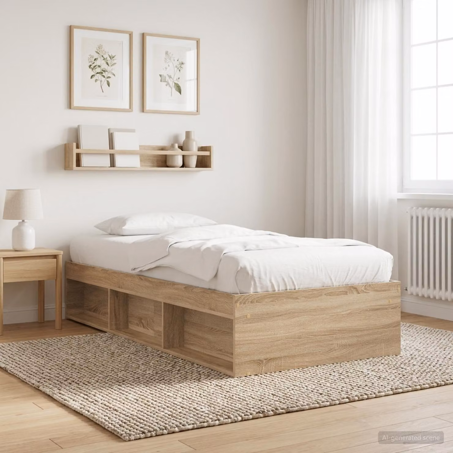 vidaXL Telaio del letto con contenitore moderno in Rovere Sonoma, L 80 x P 200 cm