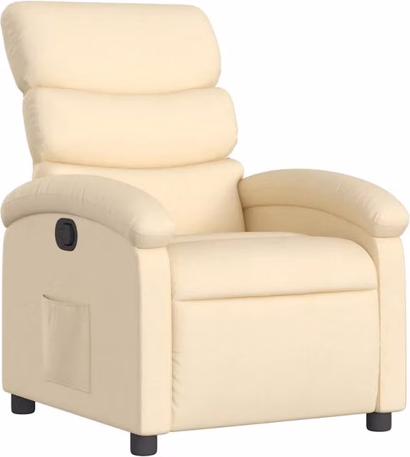 Poltrona | Sedia Relax Reclinabile in Tessuto Crema
