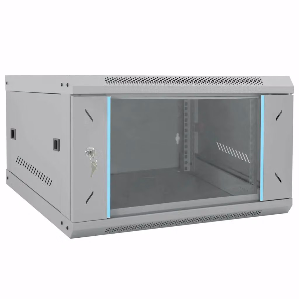 Armadietto a parete vidaXL in metallo e vetro con ante in vetro, stile industriale, Grigio/Argento, L: 53 cm, H: 60 cm, P: 30 cm