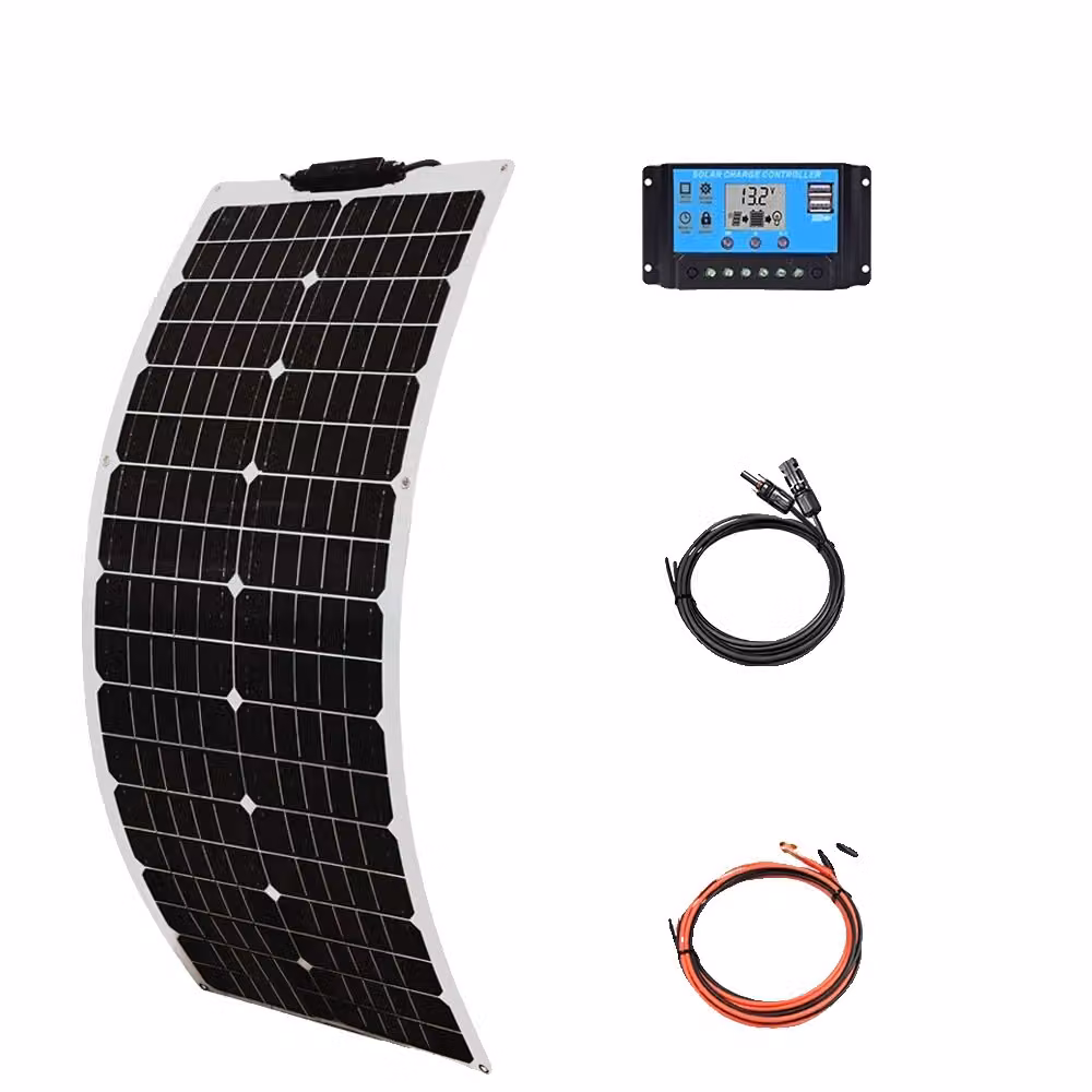 Kit di pannello solare flessibile, alta efficienza, impermeabile, disponibile nelle opzioni da 50W/100W, dimensioni 820*370*3 mm