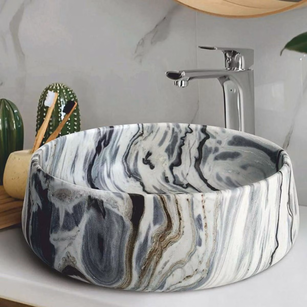 Casa Padrino Ciotola per lavabo in marmo colorato Ø 42 cm - Accessori per il bagno