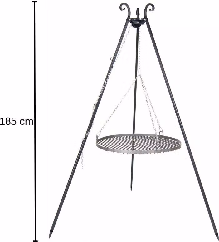 Farmcook E00372 Barbecue con griglia in acciaio grezzo su treppiede VIKING ; Griglia in acciaio grezzo (diametro): 70cm ; Altezza: 180cm