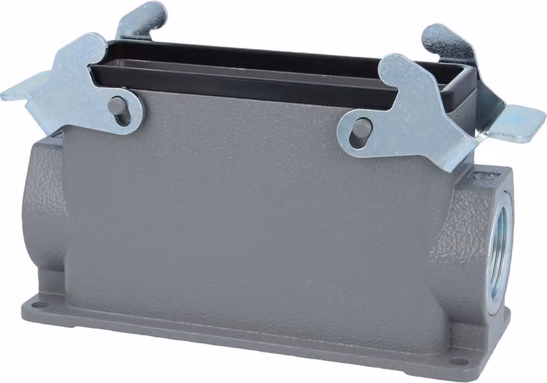 HARTING Han 24B Base alta, 2xPG21 uscita cavi laterale, con 2 staffe trasversali Vite PG21 Area di serraggio