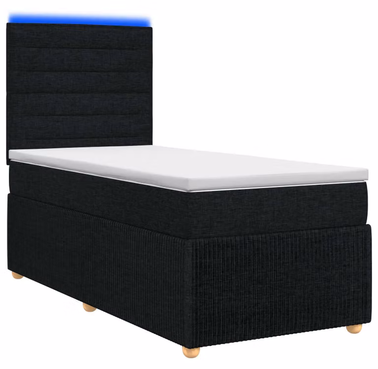 Letto boxspring LED con materasso nero 80 x 200 cm Tessuto