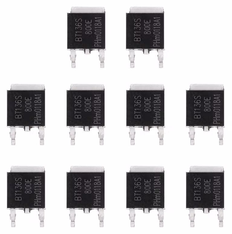 BT136S-800E, tiristore, 800V, 4A, package TO-252, confezione da 10 pezzi.