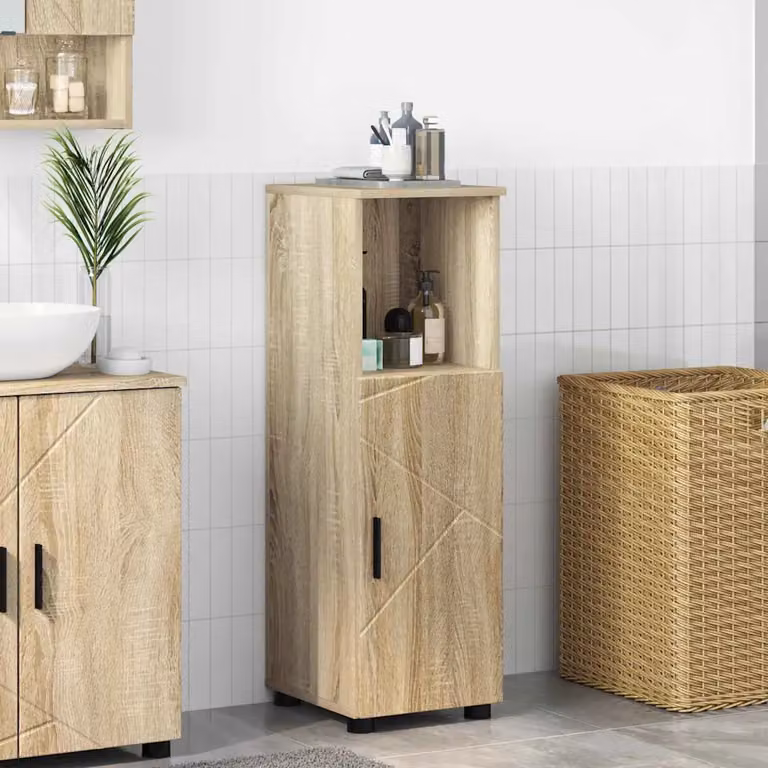 Mobile da bagno vidaXL in Rovere Sonoma con ante a battente e ripiani interni, L/P/H: 30 x 35 x 95 cm