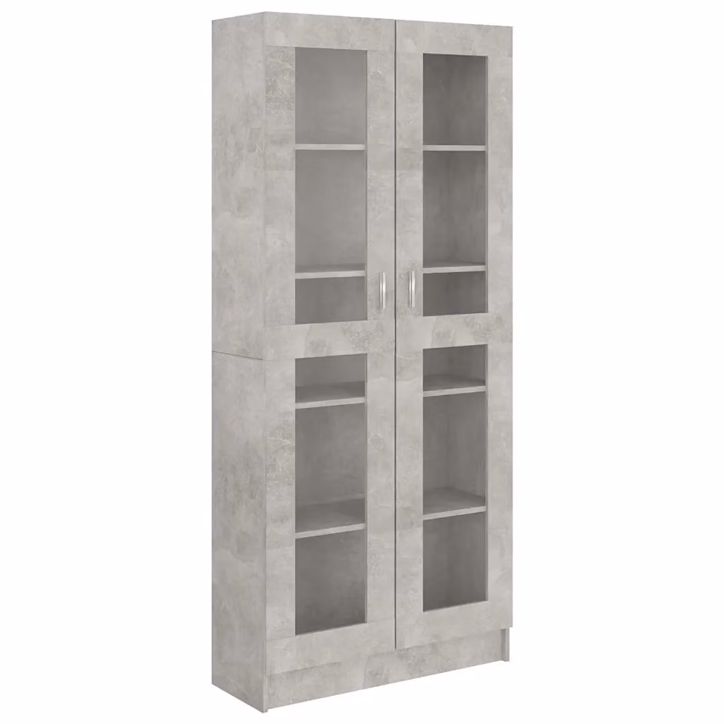 Armadietto Vetrina vidaXL Grigio con Ante in Vetro e Ripiani Interni, L 82,5 x P 30,5 x H 185 cm – 2
