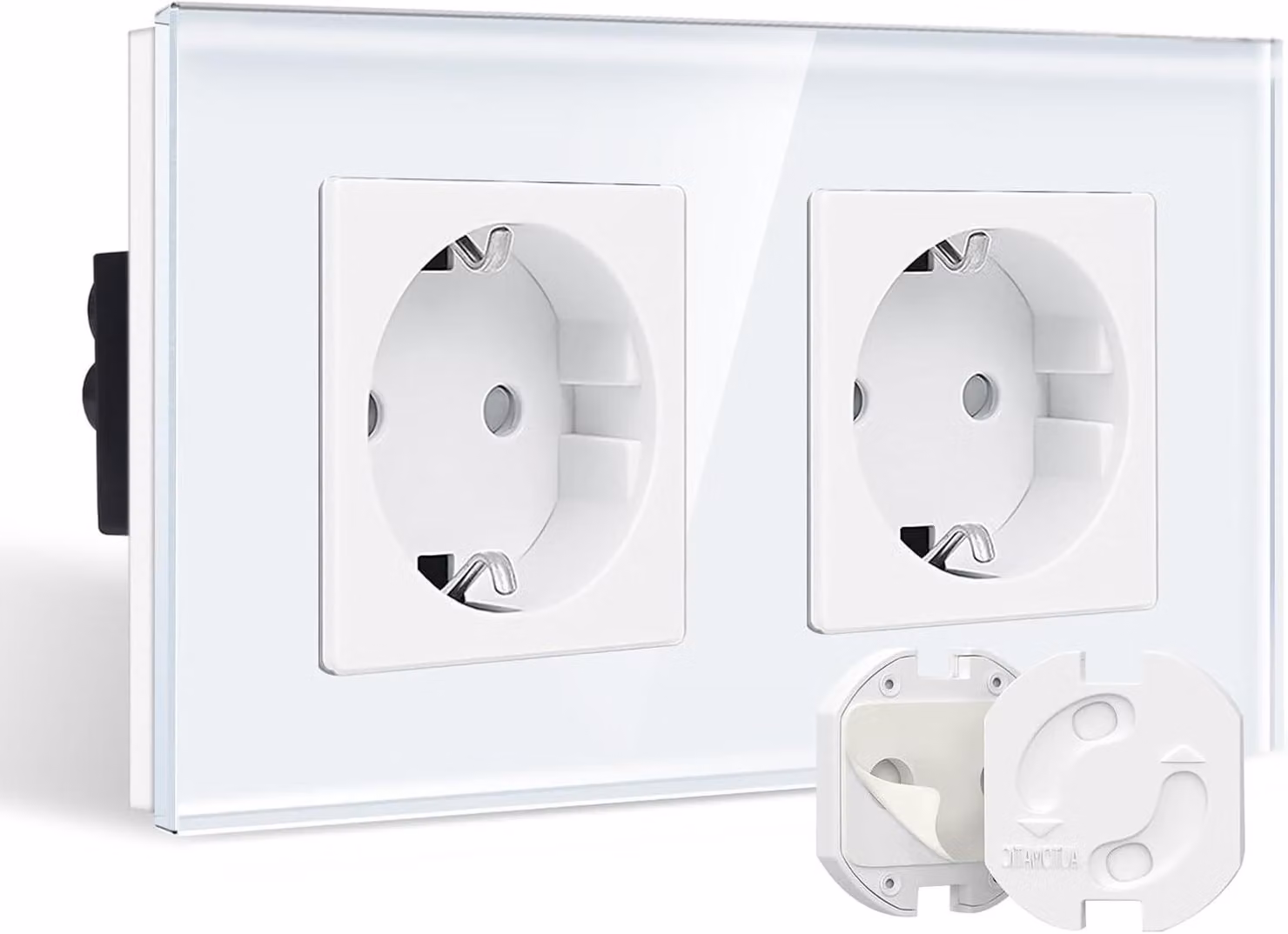 Presa multipla Schuko con protezione per bambini, dimensioni 157x86 mm, per uso domestico