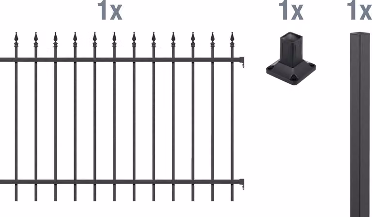 Alberts 510381 Set di prolunghe per recinzione Chaussee, da avvitare, nero opaco, altezza 100 cm, lunghezza 2 m