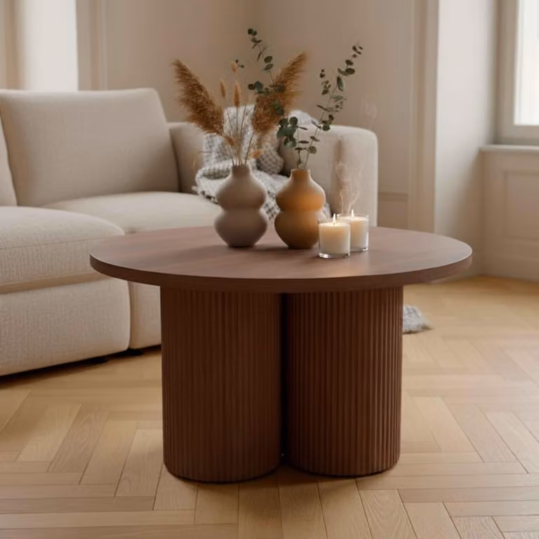 Tavolino rotondo 80 cm in legno chiaro scandinavo - Oviala June