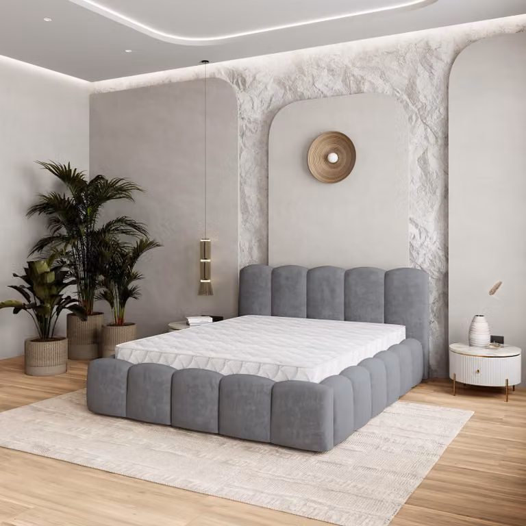 Letto imbottito Masseno FALINA K 120x200 cm, letto imbottito con cassetti - Grigio, KRONOS 15