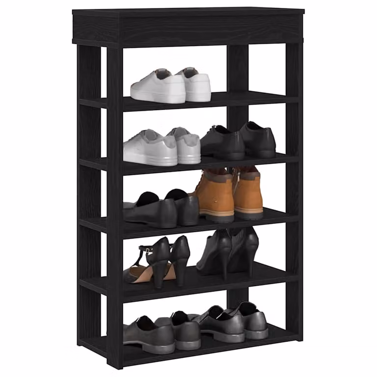 Scarpiera moderna vidaXL nera in legno e MDF con mensole piatte, da appendere al muro, L: 60 cm, P: 30 cm, H: 98 cm