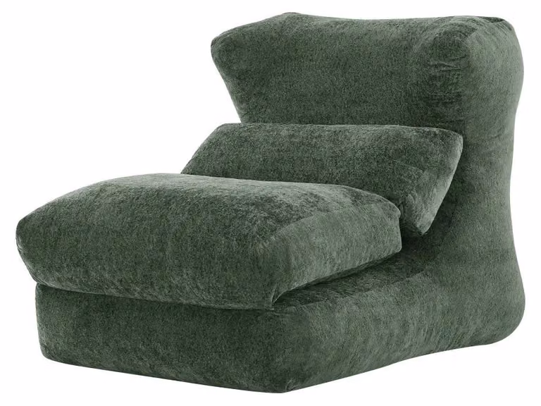 Poltrona in velluto a pelo lungo - Poltrona reclinabile relax - Poltrona singola - Poltrona da riposo - Rivestimento in morbido velluto a pelo lungo - Stile moderno - Verde
