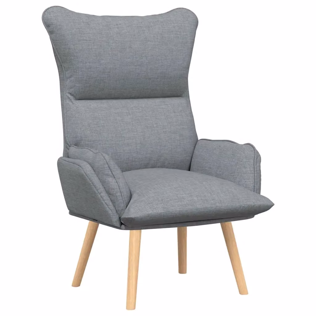 Poltrona relax moderna in tessuto grigio chiaro con braccioli e struttura in legno e compensato L: 69 cm, P: 74 cm, H: 93 cm – 2