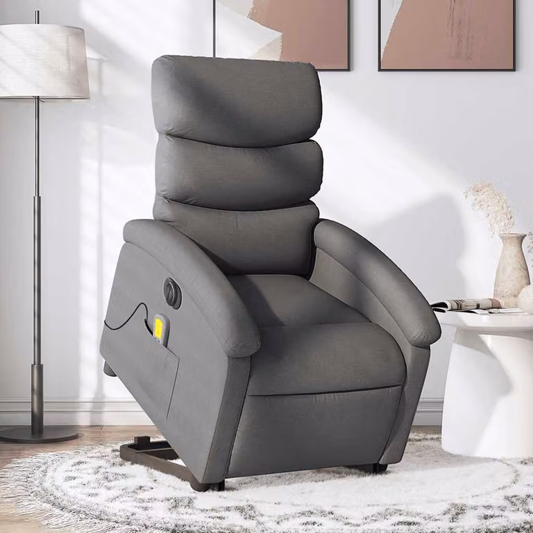 vidaXL Poltrona Alzapersona Elettrica con Massaggio in Tessuto Grigio