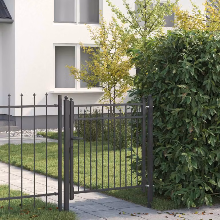 Cancello singolo per recinzione vidaXL BAARLO in metallo bloccabile, antracite o nero, L: 100 cm, H: 155 cm