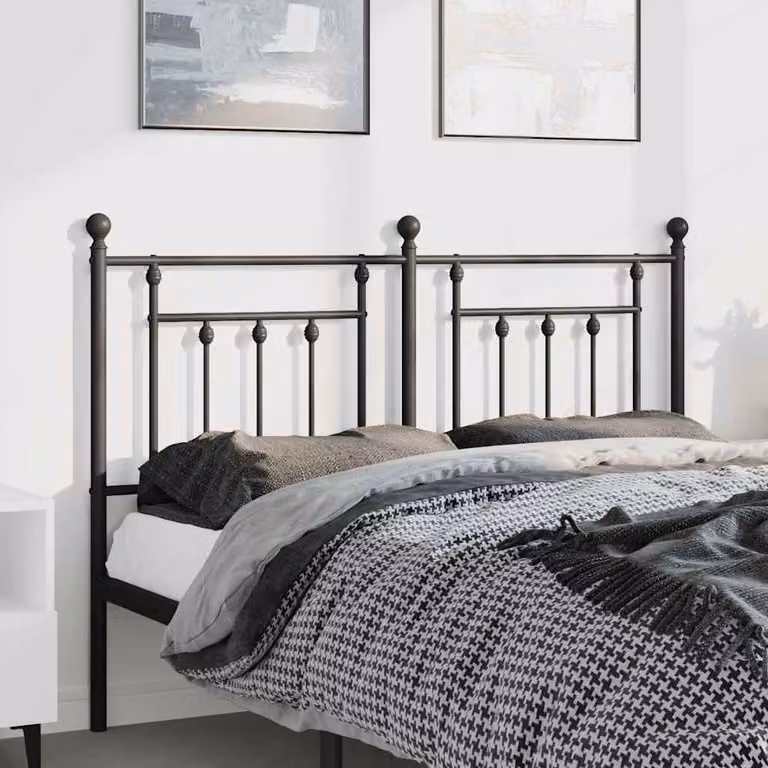 Testiera di ricambio vidaXL in metallo nero laccato, stile classico, L: 142 cm