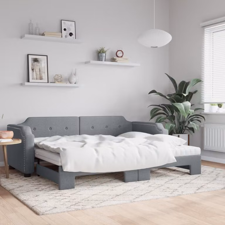 Maison Exclusive - Divano letto estraibile con materasso grigio chiaro 90x200 cm in tessuto