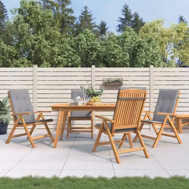 Sedie Reclinabili Pieghevoli con Cuscini 4 pz in Legno di Teak 3196464
