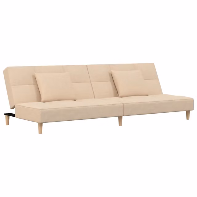 Divano letto | Sof¨¤ letto | Letto singolo a 2 Posti con 2 Cuscini Crema in Tessuto