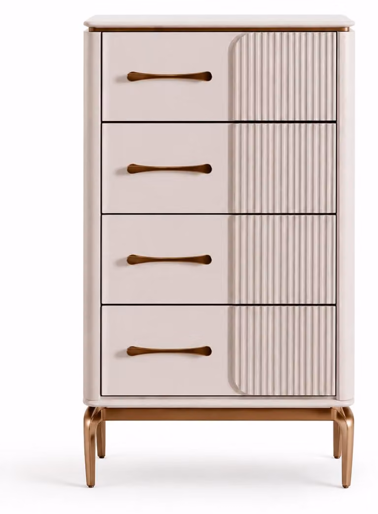 Comodino moderno dal design minimalista, caratterizzato da scanalature verticali
