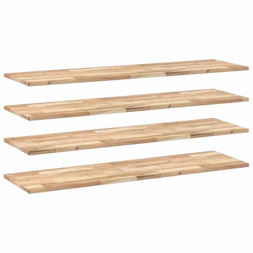 Set di 4 mensole da parete vidaXL in legno di acacia non trattato, colore marrone, L 120 x P 40 x H 2 cm