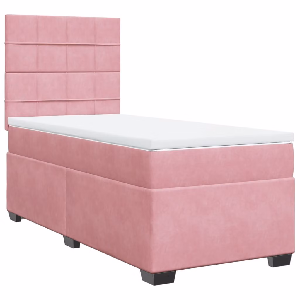 Giroletto a Molle con Materasso Rosa 80x200 cm in Velluto