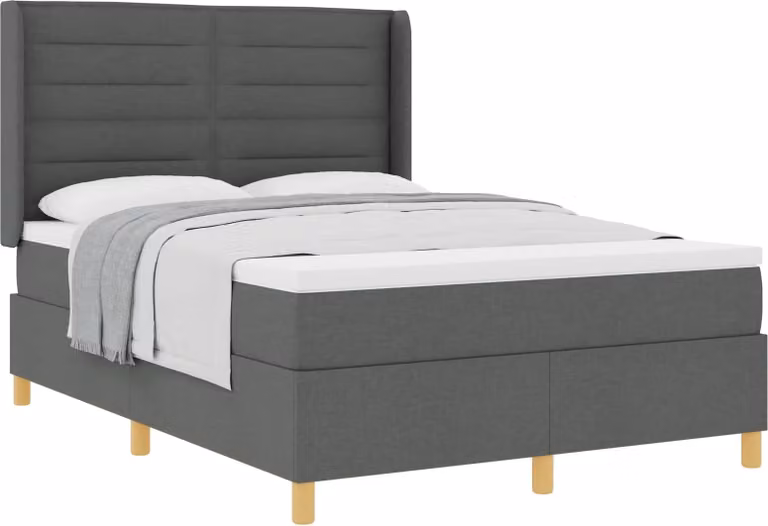 Letto a molle con materasso Grigio scuro 140 x 200 cm Tessuto
