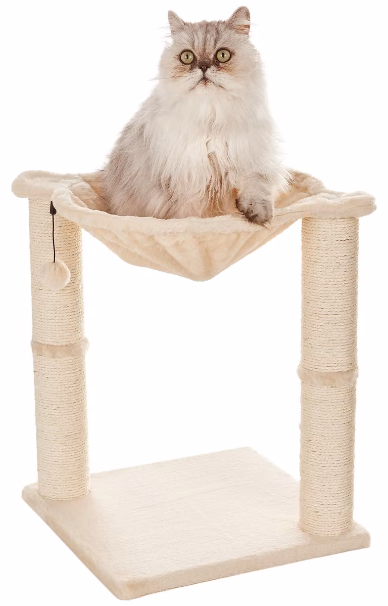 Amazon Basics tiragraffi per gatti con casetta, amaca, letto e tiragraffi, 41 x 51 x 41 cm, beige