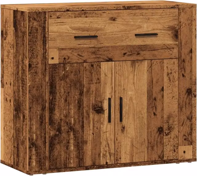 Credenza Buffet in Legno Vecchio Marrone per Soggiorno o Sala da Pranzo L: 80 cm, P: 33 cm, H: 70 cm