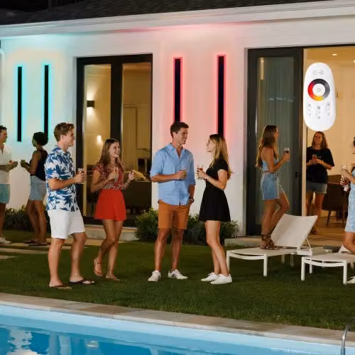 Set di 2 Applique da Parete VEVOR LED per Esterni, Luce RGB Multicolore Dimmerabile con Telecomando, Impermeabile IP65, Design Moderno per Giardino e Veranda, Colore Nero