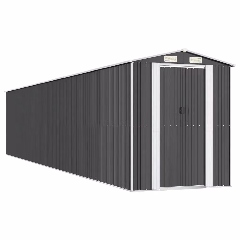 Capanno da Giardino Videx in Acciaio Zincato Antracite con Tetto a Capanna e Porte Scorrevoli L: 1021 cm, P: 192 cm, H: 223 cm – 2