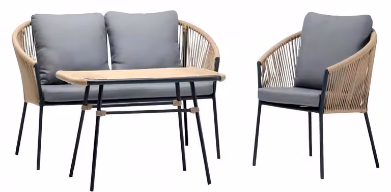 Rattanmöbel Lounge Garten Terrasse Sofa Möbel Balkon Couch 2+1 + Couchtisch